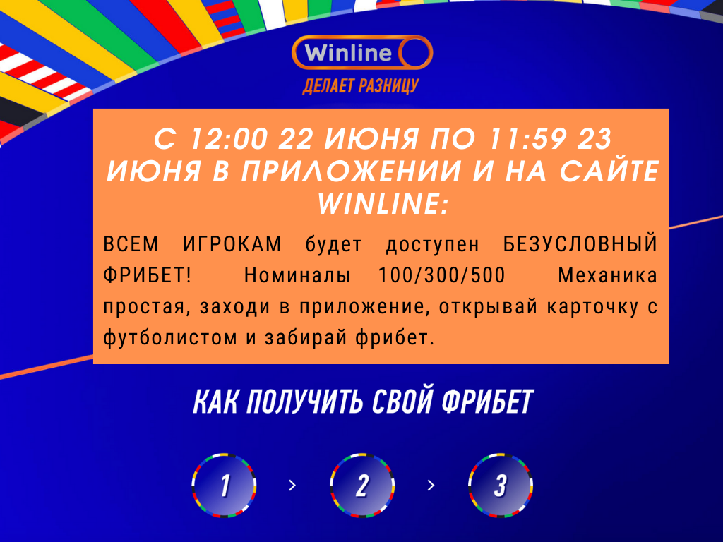 БК Winline - безусловный фрибет 100/300/500